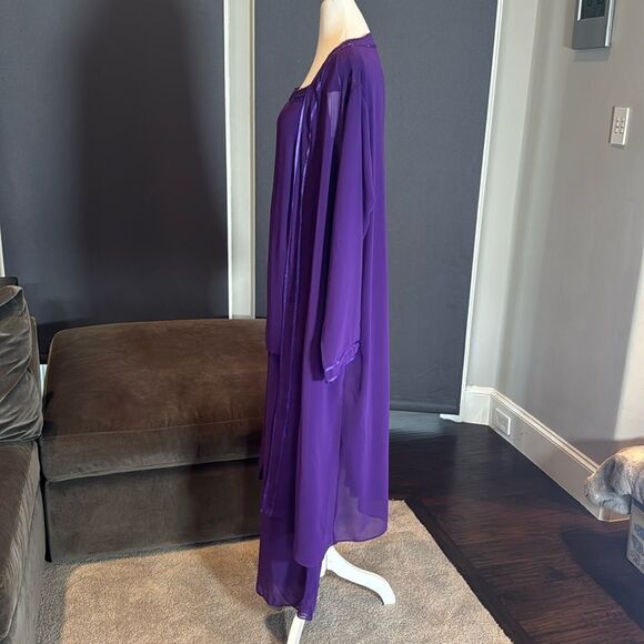 Women’s Purple Chiffon 3 Piece Pants Suit Mother of the Bride Plus Size 16 NEW - Picture 5 of 14